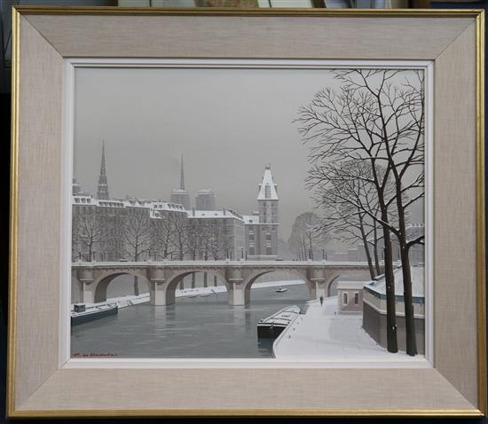 § Pierre de Clausades (1910-1976) Le Pont Neuf - Paris, 18 x 21.5in.